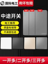 Opening two-opening three-open multi-control three-control midway switch panel triplex one light single open double open concealed Ming fit 86 Type