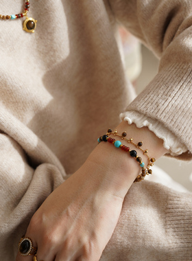 JoJo｜设计师款「流金罗盘」玛瑙图画石虎眼石吊坠珠耳饰项链手链