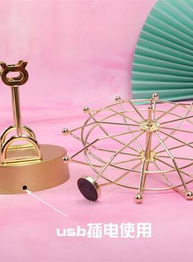 北欧创意摩天轮摇摆器金属金色永动天体仪办公居家装饰品磁性摆件