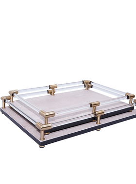 样板房客厅卧室摆件北欧现代装饰六开口J托盘茶几餐桌装饰品收纳