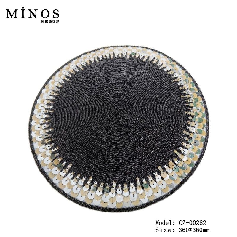 现代样板房餐桌垫手工串珠亮片餐C垫高端餐厅法式家用西餐垫装饰,淘宝优惠券,粉丝福利购,淘宝优惠卷