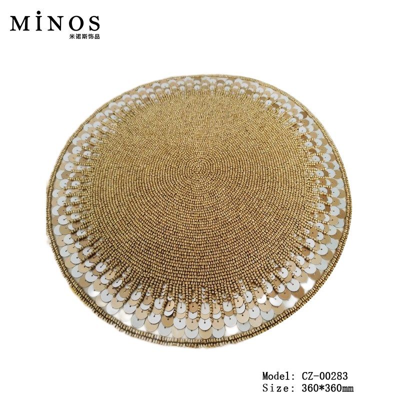 现代样板房餐桌垫手工串珠亮片餐C垫高端餐厅法式家用西餐垫装饰,淘宝优惠券,粉丝福利购,淘宝优惠卷