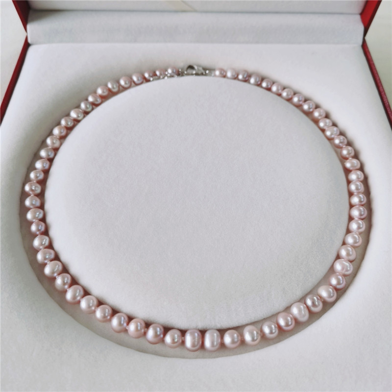 网红DAIMI Freshwater Pearl Necklace 6-7mm Natural Thread Pea