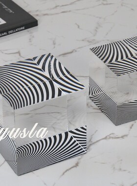 简约现代轻奢水晶魔方镇纸立方体艺术F摆件样板间家居客厅软装饰