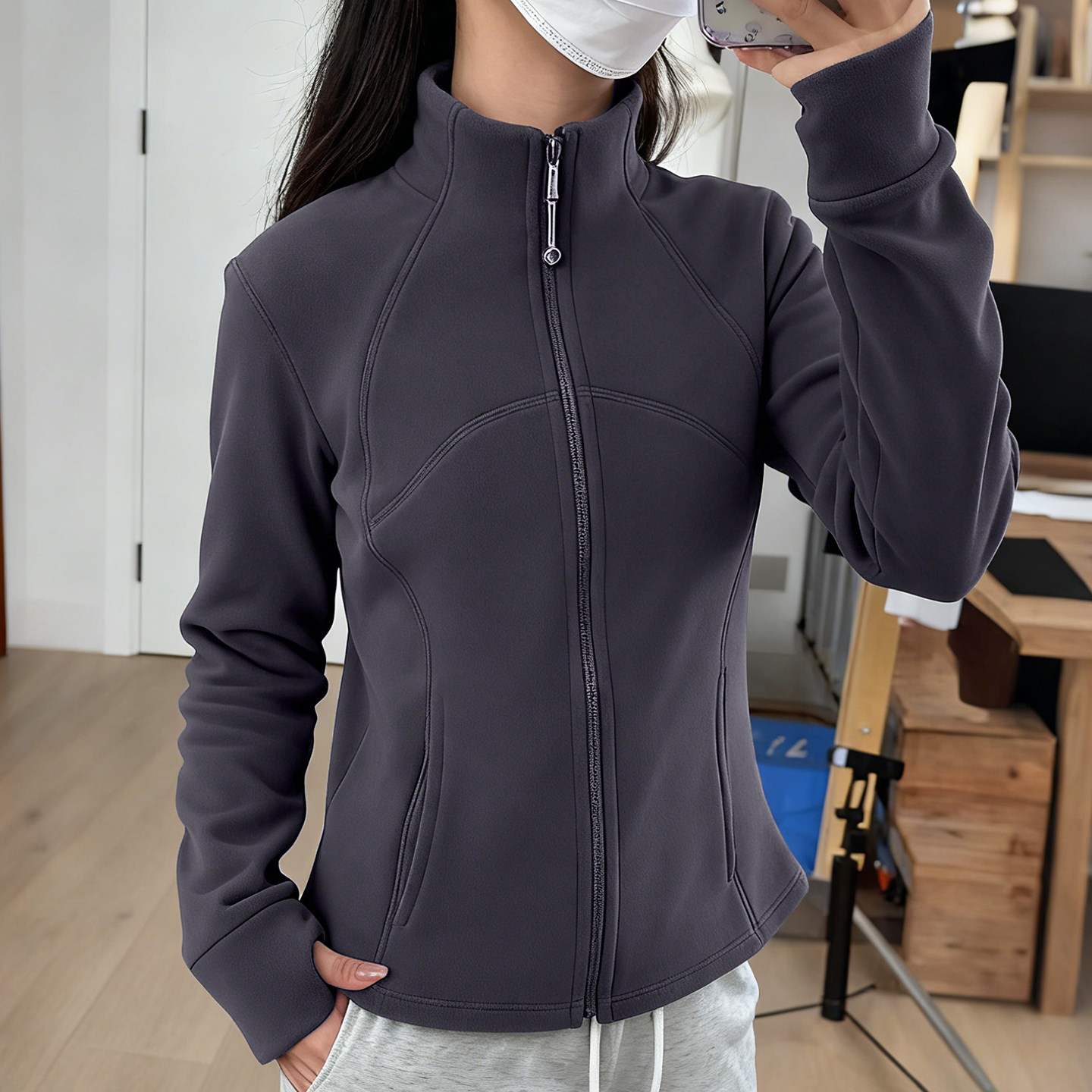 2025加厚双面奥摇粒绒卫衣外套女秋冬款立领修身冲锋衣内胆瑜伽服,淘宝优惠券,粉丝福利购,淘宝优惠卷