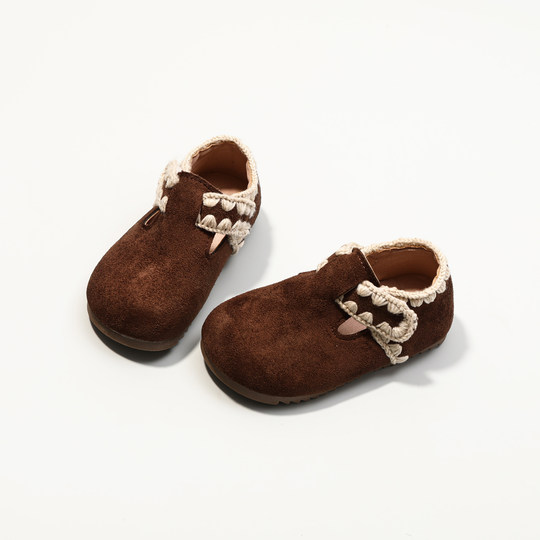 2025秋冬新款儿童勃肯鞋软底防滑棉鞋女童小皮鞋加绒休闲鞋豆豆鞋