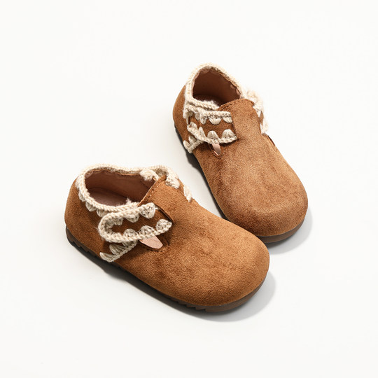 2025秋冬新款儿童勃肯鞋软底防滑棉鞋女童小皮鞋加绒休闲鞋豆豆鞋