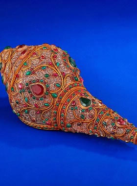 尼泊尔手工掐丝海螺藏传八供密宗法器供品螺N供养大号海螺30cm