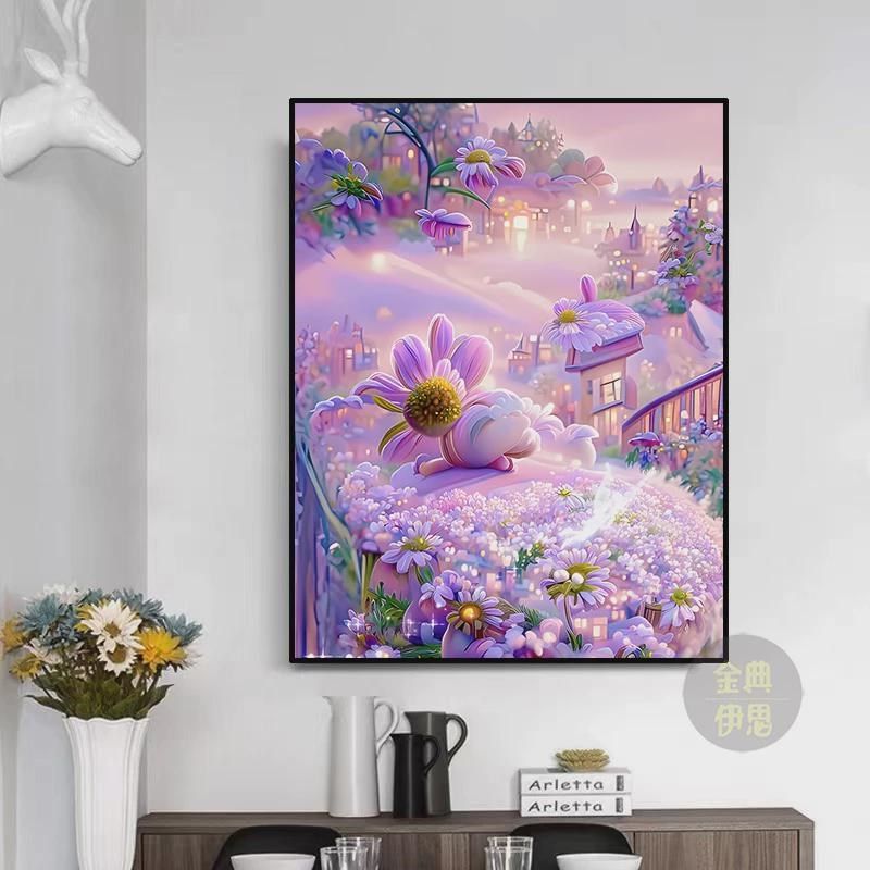 43n紫色风景钻石画m2024贴钻十字绣手工砖石贴画5d点新款客厅卧室,淘宝优惠券,粉丝福利购,淘宝优惠卷