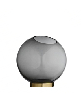 现代简约北欧创意水培透明金属底玻璃花瓶样O板间桌面手工干花花