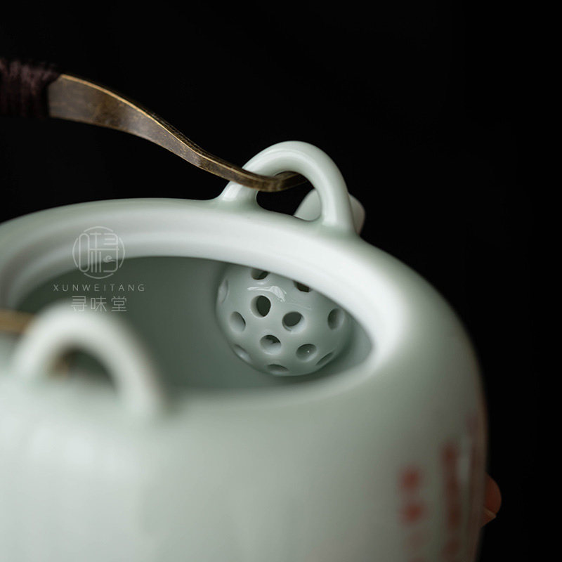 仿古泥矾红小提梁壶n山水釉下彩茶壶复古风中式青瓷陶瓷功夫茶具,淘宝优惠券,粉丝福利购,淘宝优惠卷