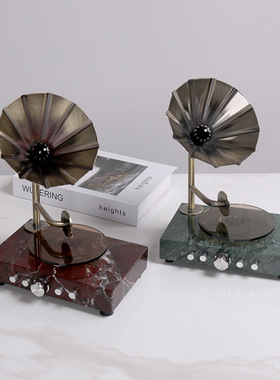 现代轻奢创意f复古播放机留声机唱片机摆件家居桌面酒店样板间