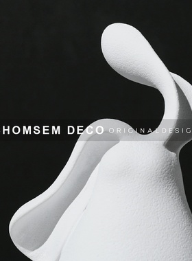 现代简约白色卡通海n兔雕塑售楼处样板间软装饰品家居客厅艺术摆