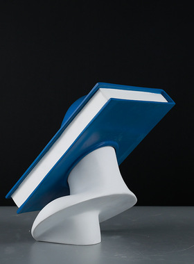 现代简约抽象人脸书本创意摆件北B欧样板间客厅酒柜书房蓝色装饰