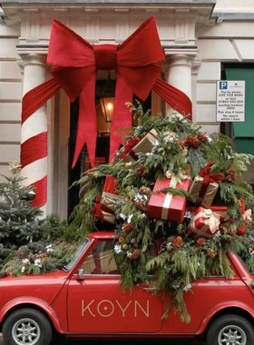 情人节丝绒布蝴蝶结巨型店铺橱窗户门H头装饰节日元旦新年布置厂