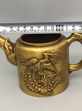 黄铜茶壶龙凤壶水滴壶仿s古龙凤茶壶家居办公室装饰工艺品创意摆