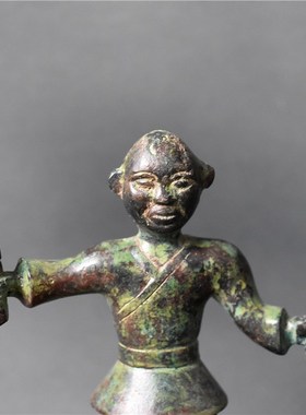 北京仿古青铜器战国人q举双灯艺术造型灯具中式复古酒店软装铜饰