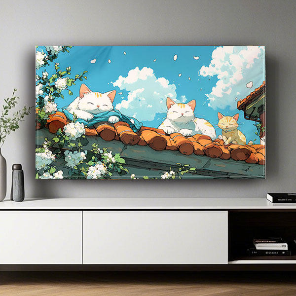 电视机套罩可爱治愈猫咪防尘罩保护套55/65/75/85寸遮光挡灰尘布,淘宝优惠券,粉丝福利购,淘宝优惠卷