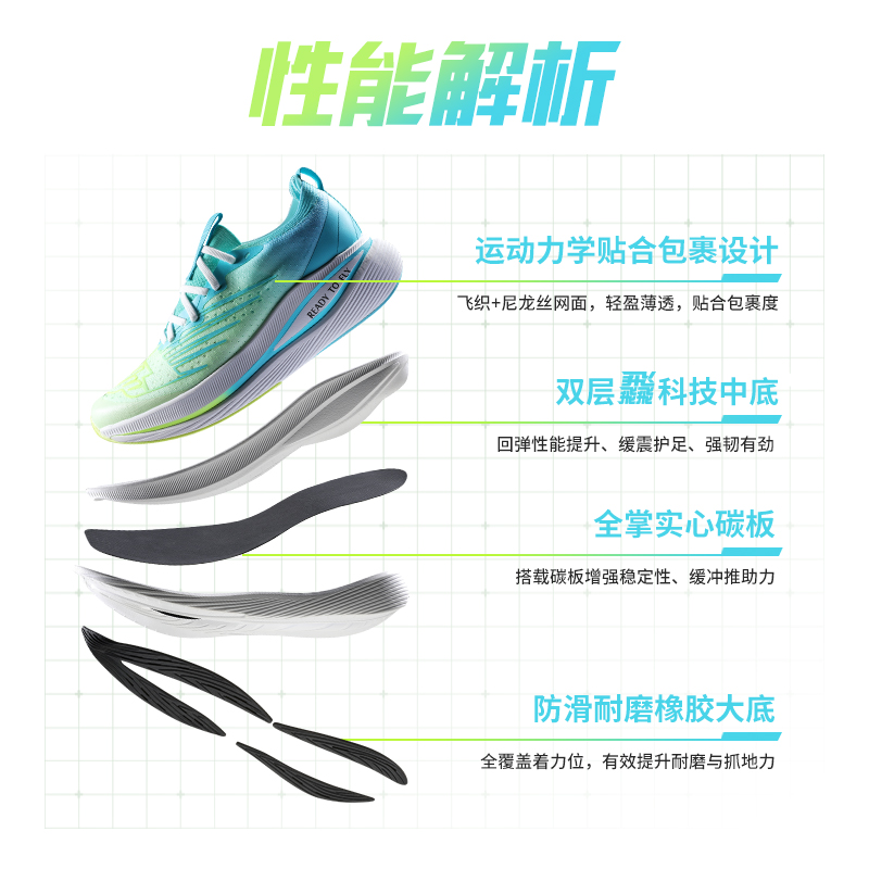领跑梦想情侣款全掌碳板跑鞋减震专业竞速马拉松跑步鞋体考运动鞋