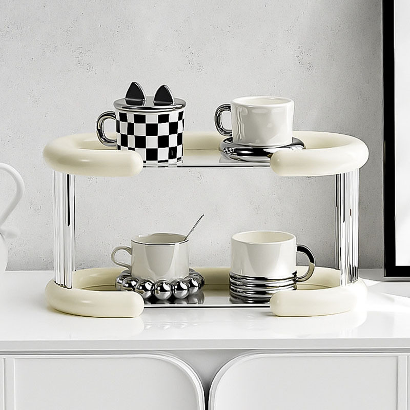 摩卡壶置物架 轻奢水杯茶水间放杯子整理架桌面双层马克杯收纳架,淘宝优惠券,粉丝福利购,淘宝优惠卷