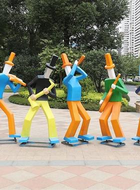 户外玻璃钢抽象音乐人物雕塑校园城市广场酒店公园人像艺术品定制
