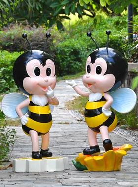 户外幼儿园卡通蜜蜂玻璃钢雕塑仿真动物摆件园林景观庭院花园装饰