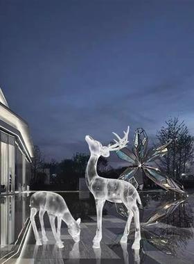 透明树脂梅花鹿摆件户外酒店大堂售楼部地产商场装饰品艺术鹿雕塑