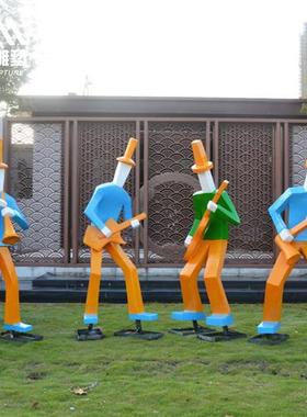 大型抽象音乐人雕塑玻璃钢主题摆件户外商场房产艺术学校人物装饰