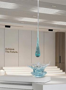 现代简约透明树脂水花雕塑酒店大堂售楼处艺术装饰品创意水滴摆件