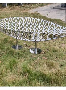 不锈钢树叶雕塑创意仿真金属镂空叶子户外酒店园林庭院水景装饰品