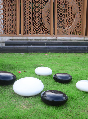 黑白棋子玻璃钢大型雕塑户外校园棋社公园石头装饰品仿真围棋摆件