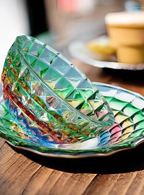 欧式创意炫彩水晶水果盘客厅家用2023新款家居轻奢U风干果果斗摆