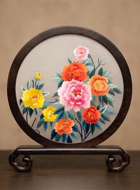 苏绣摆件新中式刺绣书房装饰摆台创意礼物特色双面绣工艺商务礼品