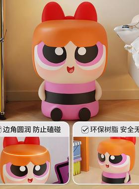 创意飞天小女警客厅电视柜沙发旁边落地摆件装饰品网红坐墩小矮凳