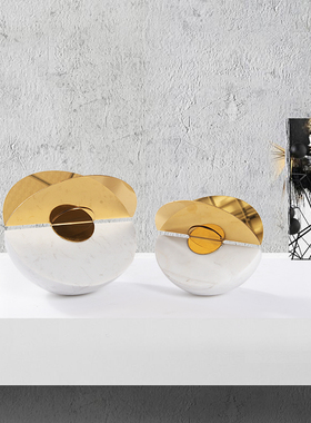 rzone 轻奢几何小摆件大理石异形圆球工艺品样R板房家居客厅装饰