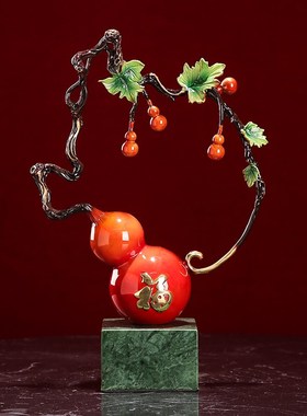 新中式五福临门全铜葫芦福禄摆件酒店客厅玄关乔S迁新居送礼工艺