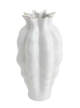 轻奢现代白色银色波浪纹几何陶瓷花瓶玄关电视柜创V意干花插花花