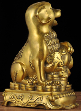 铜狗摆件纯铜12生肖狗家居办公室装饰店铺聚财招财开Y业商务工艺