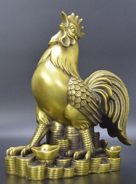 黄铜鸡摆件铜大公鸡生肖鸡中式铜器工艺品家居装饰Y品办公室摆设