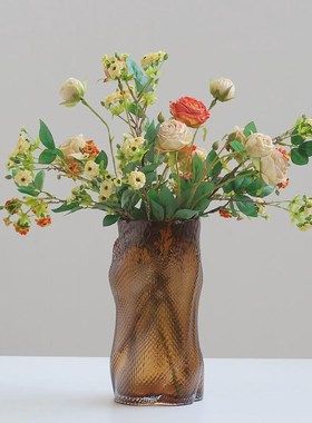 热销怡露桌面摆件现代玻璃花瓶插C花水培不规则家居软装酒店装饰