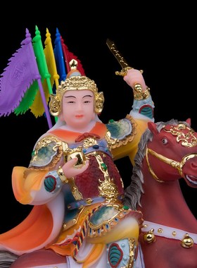 汉白玉报马仙将军像黄小跑黄小报报马二灵童左右将V军家用客厅摆