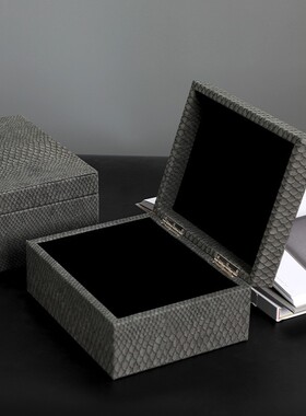 现代简约家居软装灰色首饰盒托盘收纳摆J件样板房售楼处卧室装饰