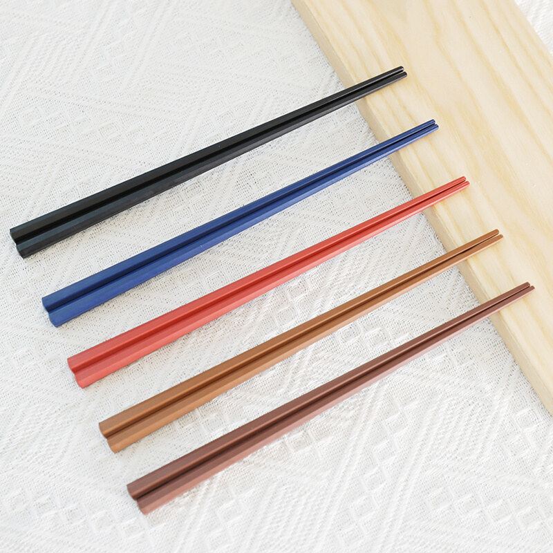 SUNLIFE日本进口彩色八角筷树脂耐高温尖头八角筷公筷筷子5双装-图2