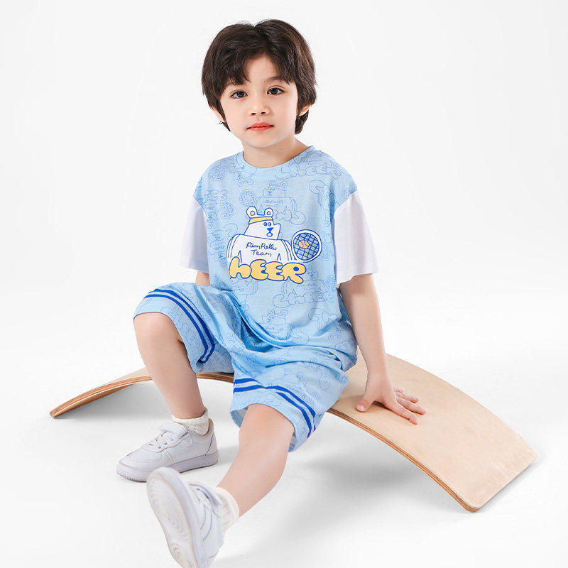 木木屋婴儿男童短袖套装夏季薄款纯棉女童夏天短裤两件套宝宝衣服