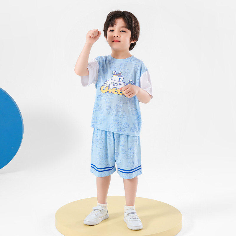 木木屋婴儿男童短袖套装夏季薄款纯棉女童夏天短裤两件套宝宝衣服