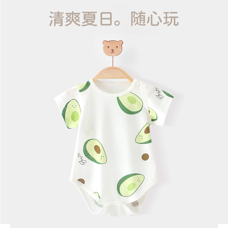 木木屋婴儿连体衣服夏装薄款宝宝三角包屁衣哈衣新生儿爬服春夏款