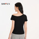 Sanfu ແມ່ຍິງ Summer Off-Shoulder Lyocell ເສື້ອທີເຊີດແຂນສັ້ນຄົນອັບເດດ: ຄົນອັບເດດ: ຄົນອັບເດດ: Slim ດ່ຽວເທິງ 524765