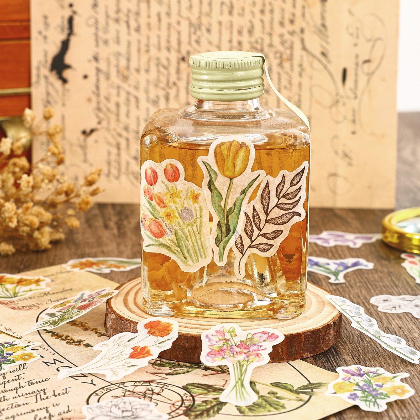 100张和纸贴纸包复古杂货铺系列文艺小众高颜值主题贴纸diy手账素材手机壳笔记本电脑平板水杯装饰防水贴画,淘宝优惠券,粉丝福利购,淘宝优惠卷