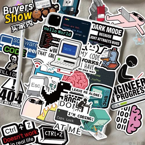 100张程序猿MEME贴纸卡通代码编程系统工作小众高颜值手账手机壳笔记本装饰防水贴画 - 图2