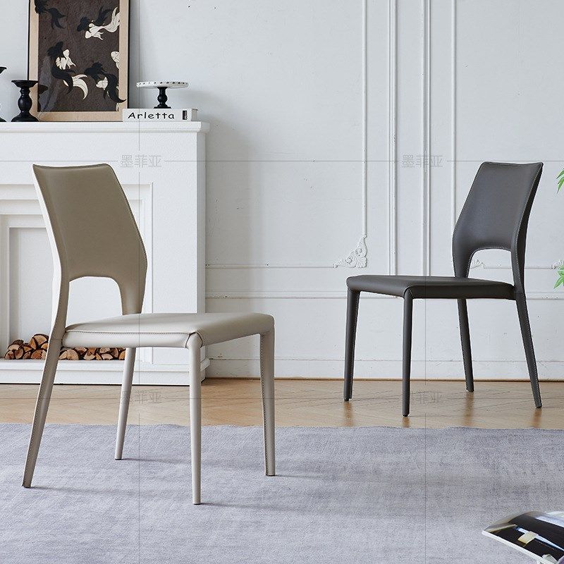 意式轻奢餐椅极简餐桌椅子靠背凳子餐厅酒店商Q用休闲家用马鞍皮,淘宝优惠券,粉丝福利购,淘宝优惠卷